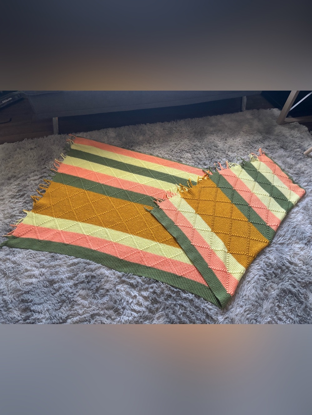 Striped Crochet Throw/Lap Blanket